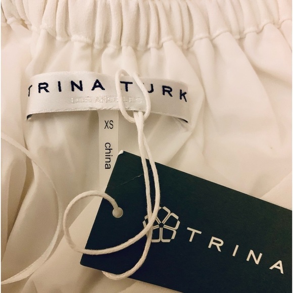 NWT TRINA TURK Equinox Dress Whitewash white ruffle relaxed shoulder mini midi - Picture 5 of 7